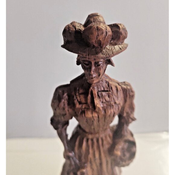 Gorgeous Vintage Wood Carvings Clock Seller & Flower Lady signed ADN - Picture 5 of 16